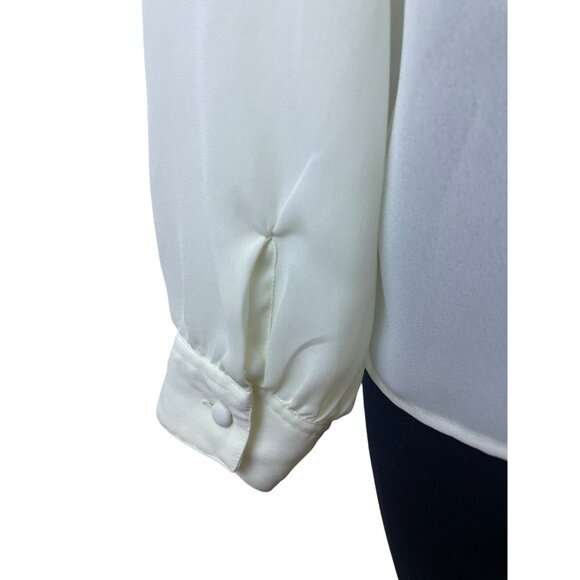 Vintage Laura & Jayne Collection White Pleated Blouse With Lace Tie Neck Sz 12 - Picture 4 of 7